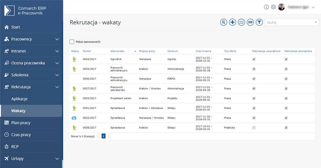 Comarch ERP e-Pracownik - Rekrutacja